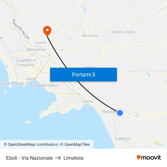 Eboli - Via Nazionale to Limatola map