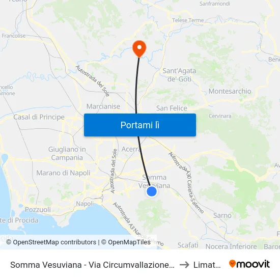 Somma Vesuviana - Via Circumvallazione,120 to Limatola map