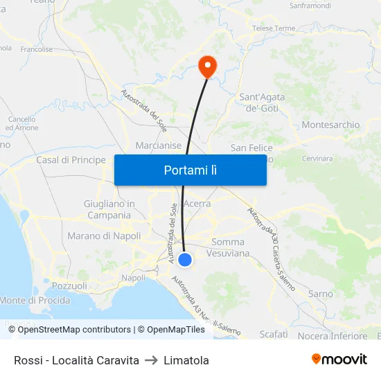 Rossi - Località Caravita to Limatola map