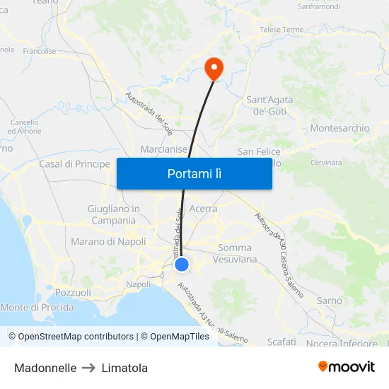 Madonnelle to Limatola map