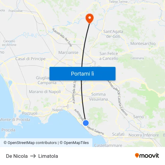 De Nicola to Limatola map