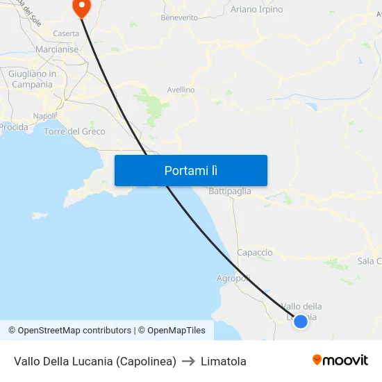 Vallo Della Lucania (Capolinea) to Limatola map