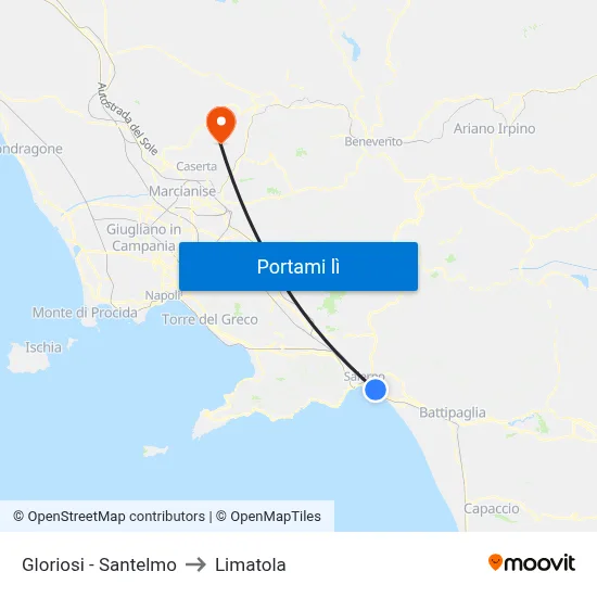 Gloriosi - Santelmo to Limatola map