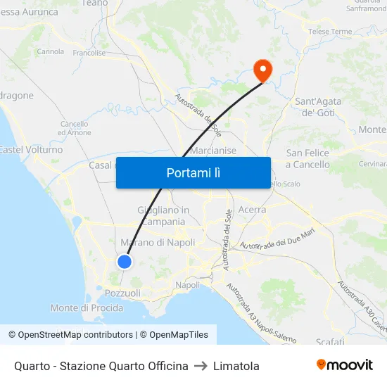 Quarto - Stazione Quarto Officina to Limatola map