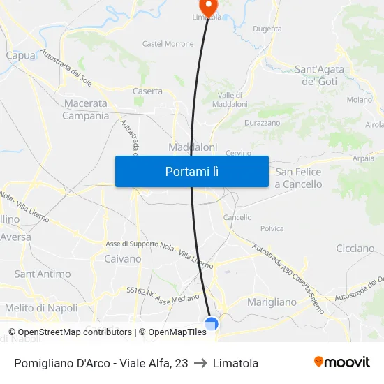 Pomigliano D'Arco - Viale Alfa, 23 to Limatola map