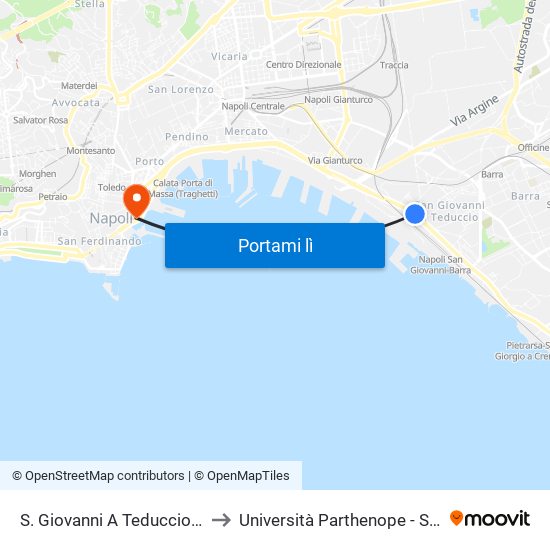 S. Giovanni A Teduccio - Tartarone to Università Parthenope - Sede Centrale map
