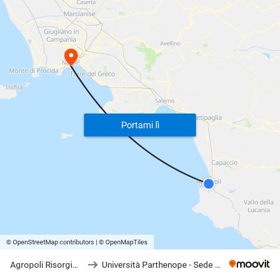 Agropoli Risorgimento to Università Parthenope - Sede Centrale map