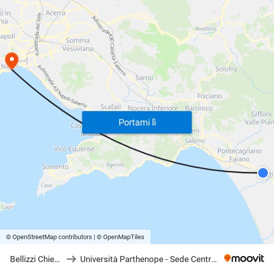 Bellizzi Chiesa to Università Parthenope - Sede Centrale map