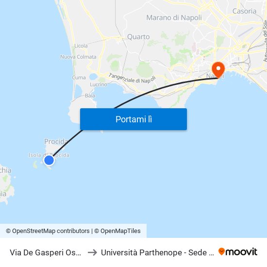 Via De Gasperi   Ospedale to Università Parthenope - Sede Centrale map