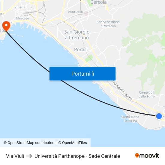 Via Viuli to Università Parthenope - Sede Centrale map