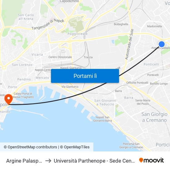 Argine Palasport to Università Parthenope - Sede Centrale map