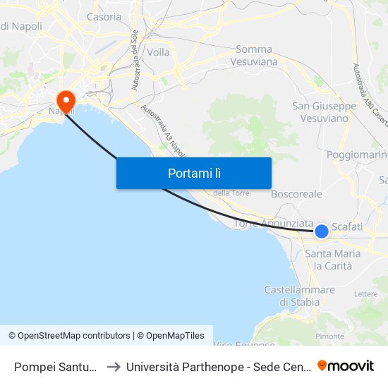 Pompei Santuario to Università Parthenope - Sede Centrale map