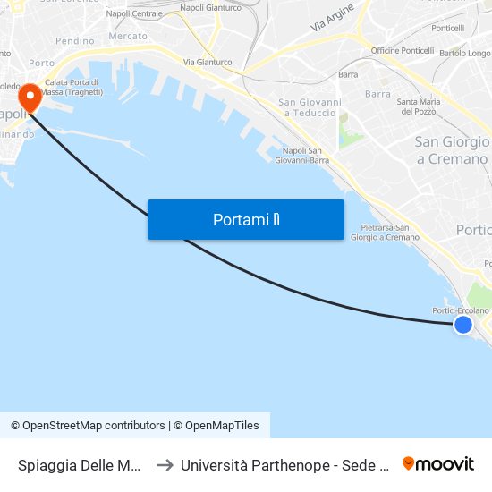 Spiaggia Delle Mortelle to Università Parthenope - Sede Centrale map