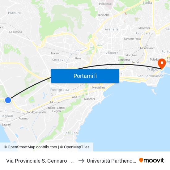 Via Provinciale S. Gennaro - Rif. Alt. Hotel Montespina to Università Parthenope - Sede Centrale map