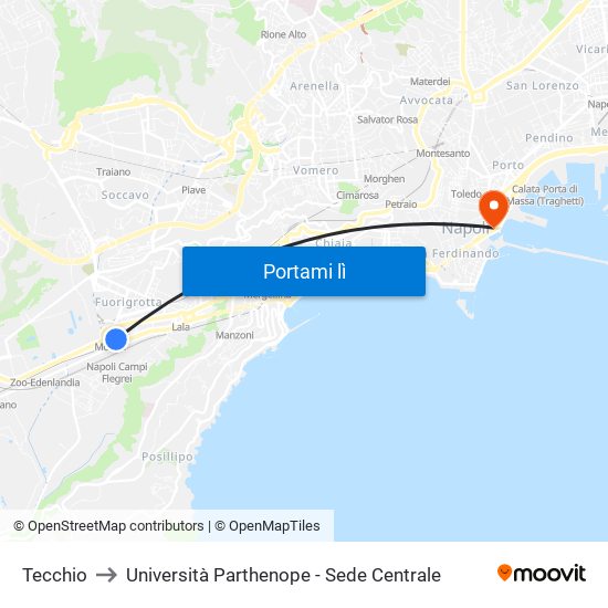 Tecchio to Università Parthenope - Sede Centrale map