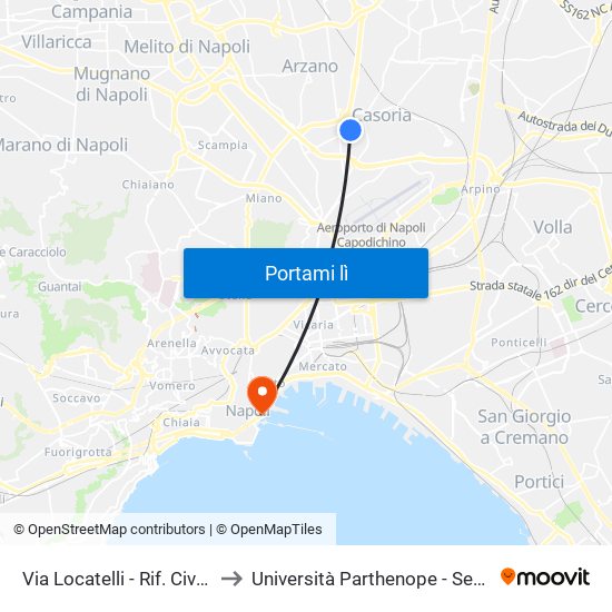 Via Locatelli - Rif. Civico N° 88 to Università Parthenope - Sede Centrale map