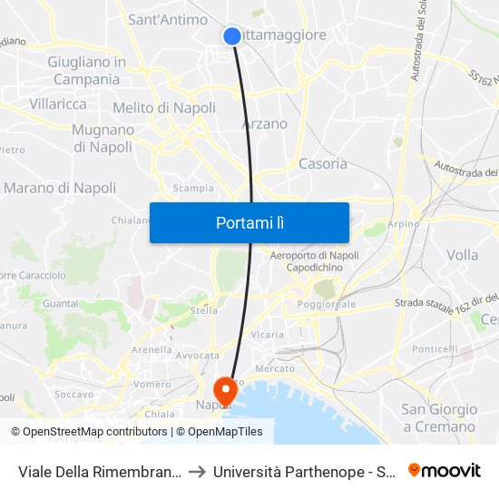 Viale Della Rimembranza - Civ. 69 to Università Parthenope - Sede Centrale map