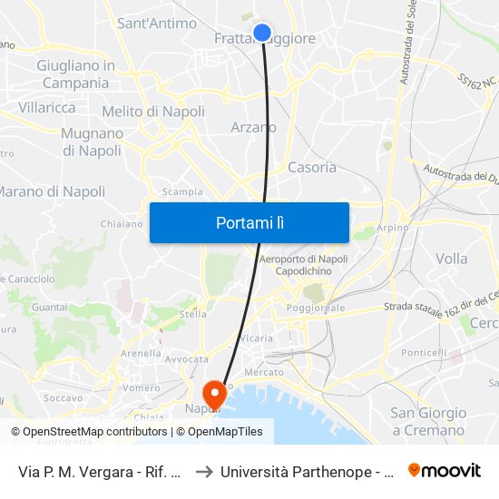 Via P. M. Vergara - Rif. Civico N° 148 to Università Parthenope - Sede Centrale map