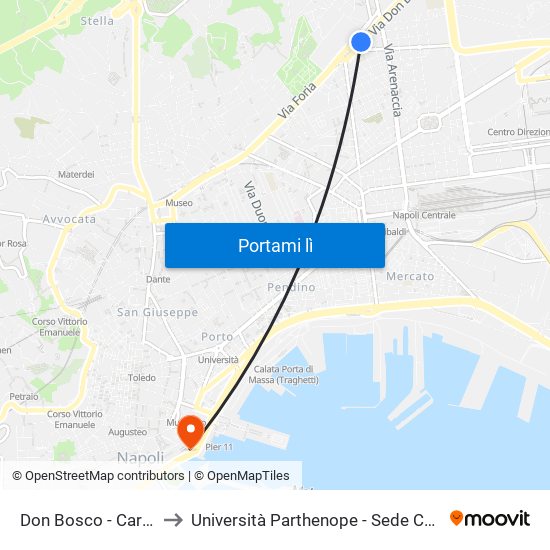 Don Bosco - Carlo III to Università Parthenope - Sede Centrale map