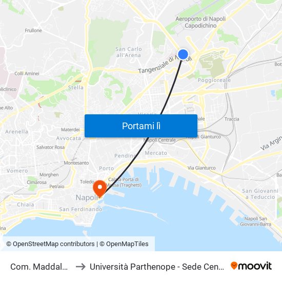 Com. Maddalena to Università Parthenope - Sede Centrale map