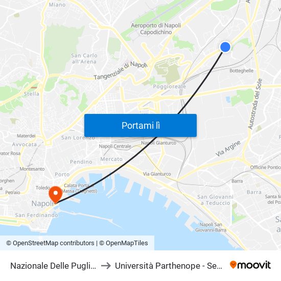 Nazionale Delle Puglie - Costa to Università Parthenope - Sede Centrale map