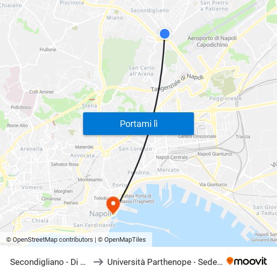 Secondigliano - Di Vittorio to Università Parthenope - Sede Centrale map