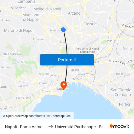 Napoli - Roma Verso Scampia to Università Parthenope - Sede Centrale map