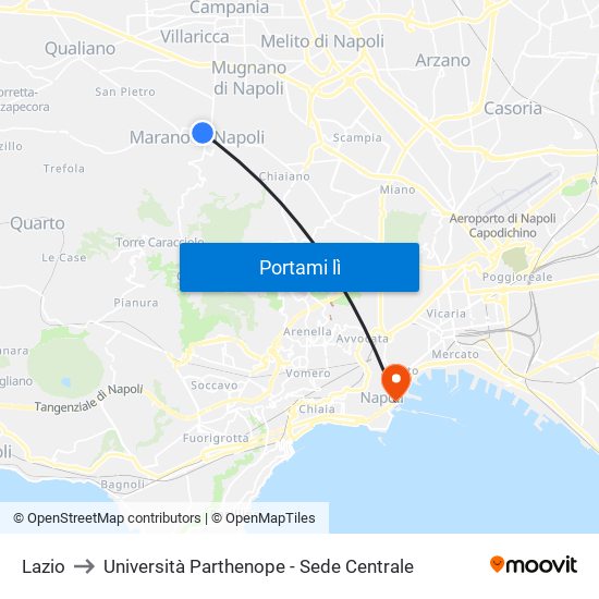 Lazio to Università Parthenope - Sede Centrale map