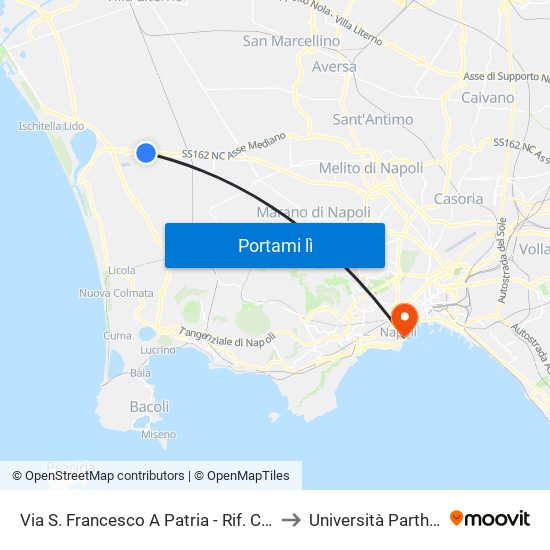 Via S. Francesco A Patria - Rif. Civico N° 185 Casa Di Riposo S. Giuseppe to Università Parthenope - Sede Centrale map