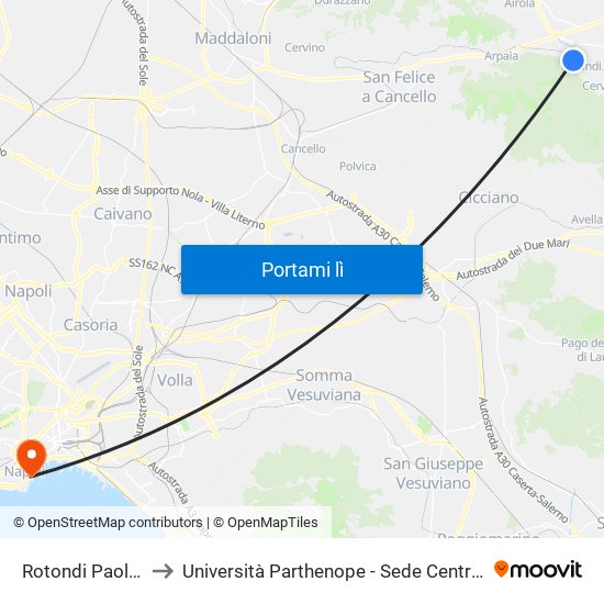 Rotondi Paolisi to Università Parthenope - Sede Centrale map