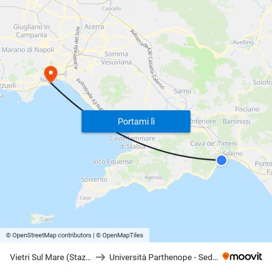 Vietri Sul Mare (Stazione Fs) to Università Parthenope - Sede Centrale map