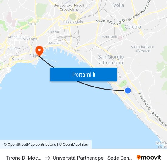 Tirone Di Moccia to Università Parthenope - Sede Centrale map