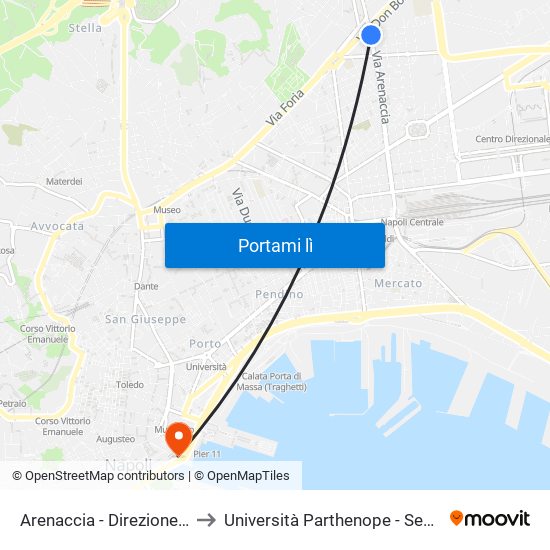 Arenaccia - Direzione Carlo III to Università Parthenope - Sede Centrale map