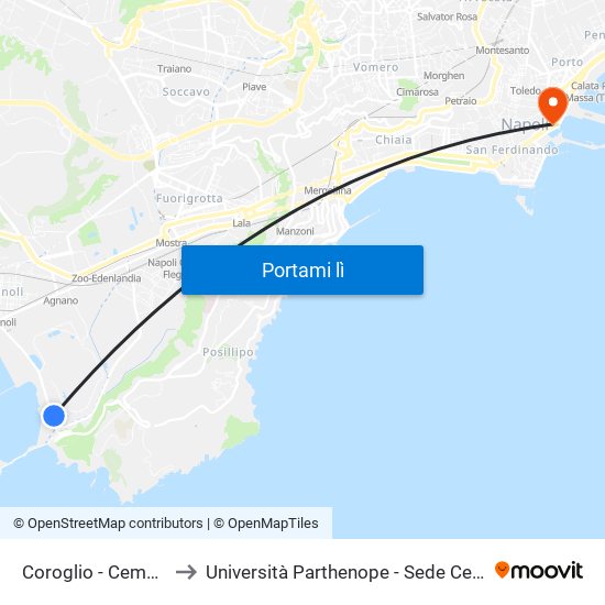 Coroglio - Cementir to Università Parthenope - Sede Centrale map