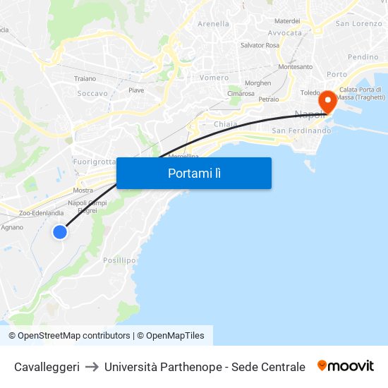 Cavalleggeri to Università Parthenope - Sede Centrale map