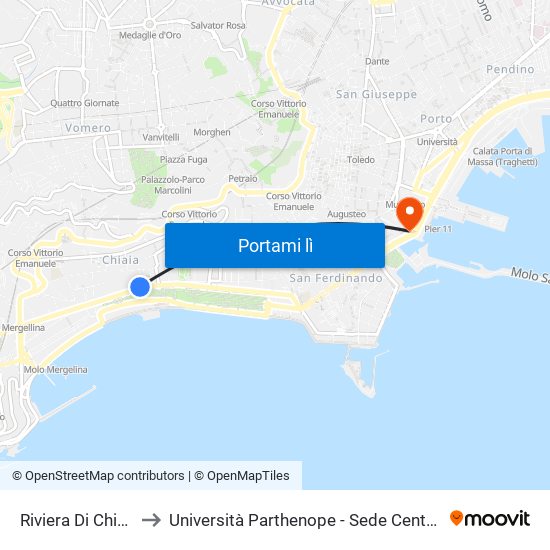 Riviera Di Chiaia to Università Parthenope - Sede Centrale map