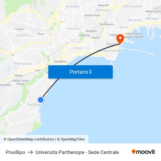 Posillipo to Università Parthenope - Sede Centrale map