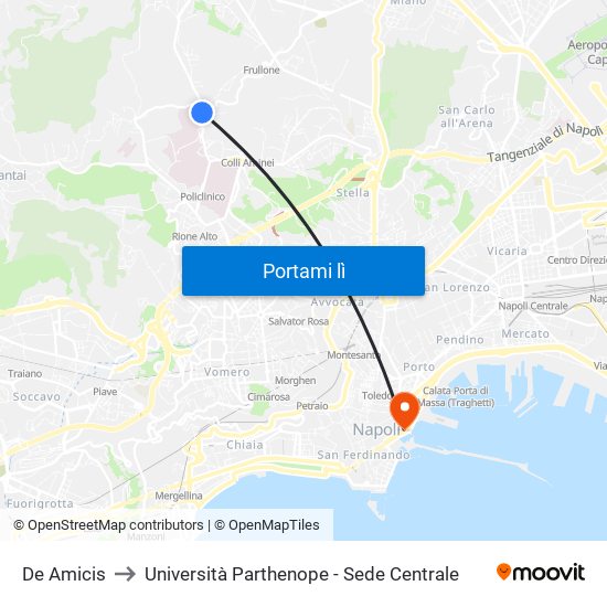 De Amicis to Università Parthenope - Sede Centrale map