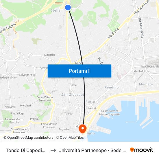 Tondo Di Capodimonte to Università Parthenope - Sede Centrale map
