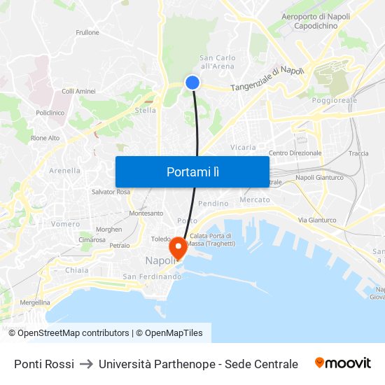 Ponti Rossi to Università Parthenope - Sede Centrale map