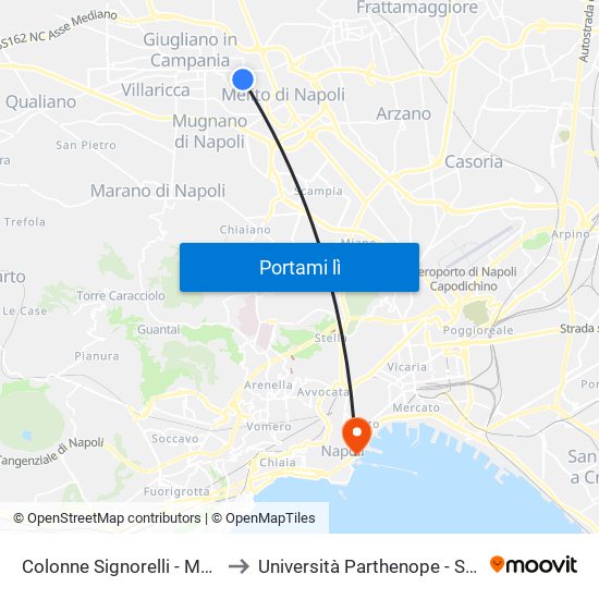 Colonne Signorelli - Metronordest to Università Parthenope - Sede Centrale map