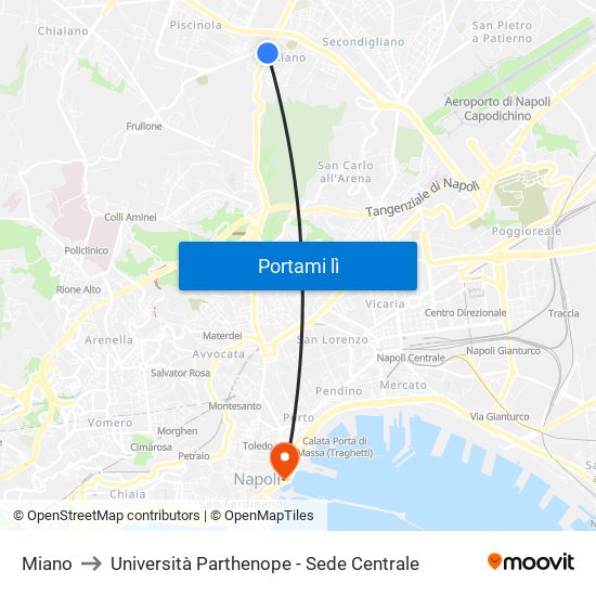 Miano to Università Parthenope - Sede Centrale map