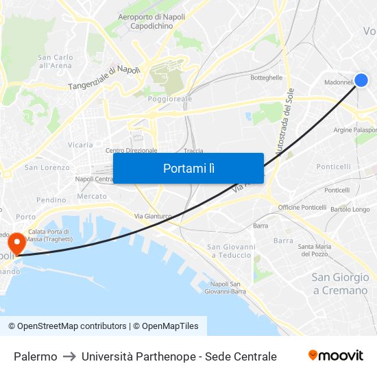 Palermo to Università Parthenope - Sede Centrale map