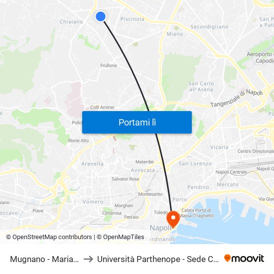 Mugnano - Marianella to Università Parthenope - Sede Centrale map