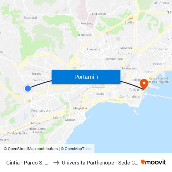 Cintia - Parco S. Paolo to Università Parthenope - Sede Centrale map