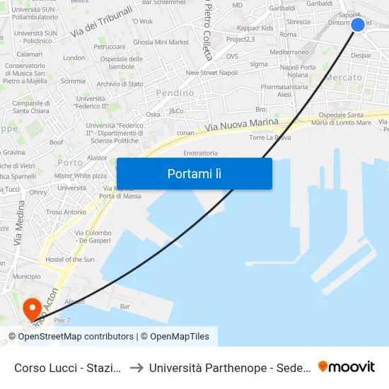 Corso Lucci - Stazione FS to Università Parthenope - Sede Centrale map