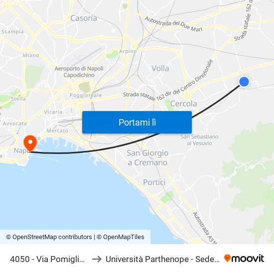 4050 - Via Pomigliano, 13 to Università Parthenope - Sede Centrale map