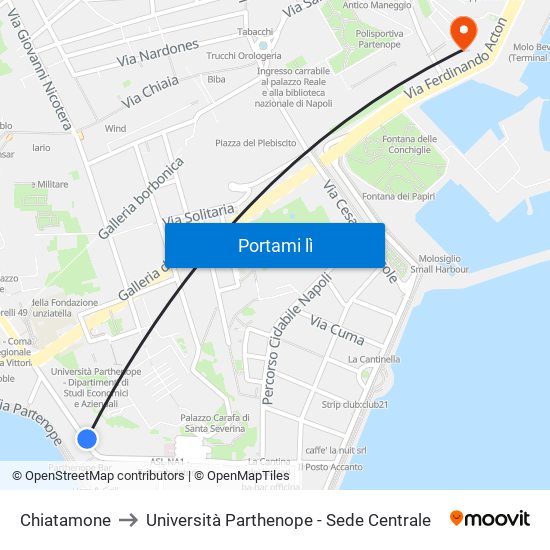 Chiatamone to Università Parthenope - Sede Centrale map