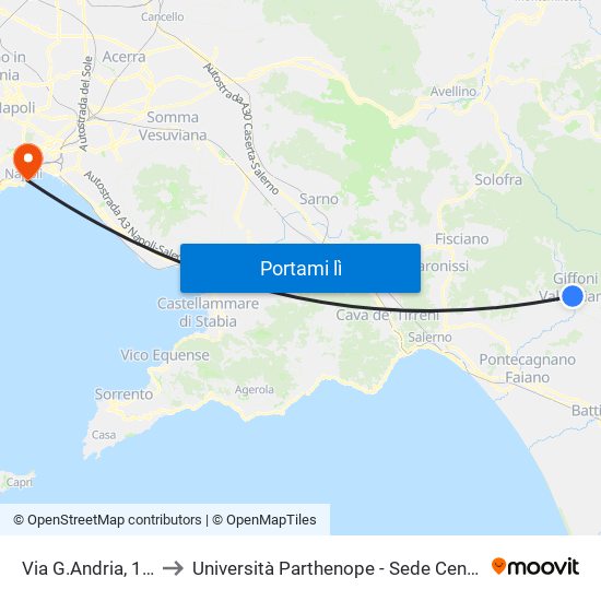 Via G.Andria, 106 to Università Parthenope - Sede Centrale map