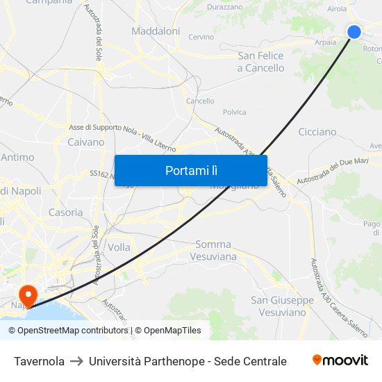 Tavernola to Università Parthenope - Sede Centrale map